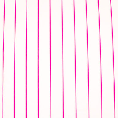 Fluorescent Pink Striped White Shirting Cotton (A 75cm Piece)
