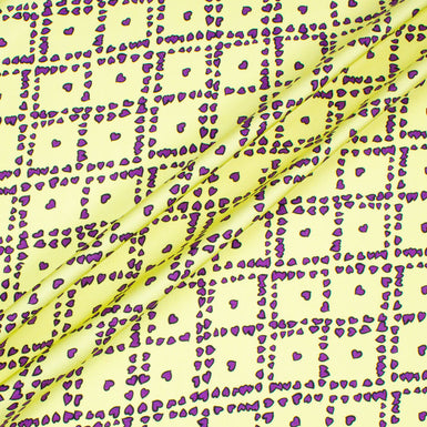 Purple Heart Printed Yellow Silk Twill