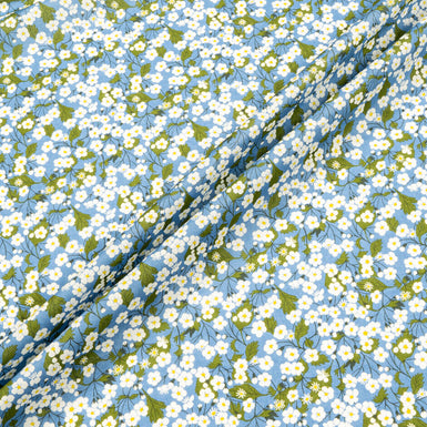 White Floral Blue 'Mitsi' Liberty Cotton Tana Lawn