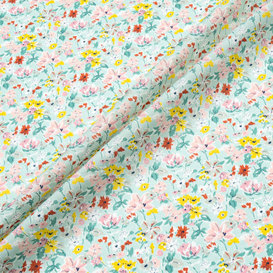 Floral on Pale Mint 'California Bloom' Liberty Cotton Tana Lawn
