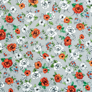 Red & White Floral Printed Luxury Cotton