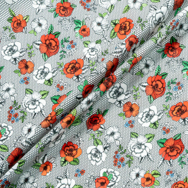 Red & White Floral Printed Luxury Cotton