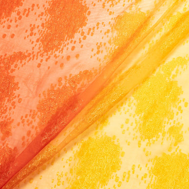 Yellow & Orange Ombré Metallic Silk Chiffon