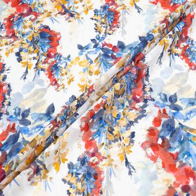 Watercolour Floral Printed Cotton Voile Jacquard