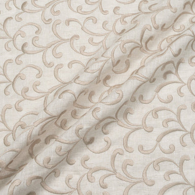 Oatmeal Embroidered Pure Linen