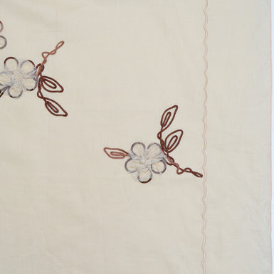 Tulle Floral Embroidered Soft Beige Pure Linen