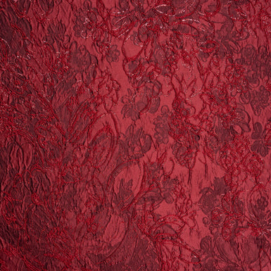 Rich Burgundy & Red Floral Silk Blend Brocade