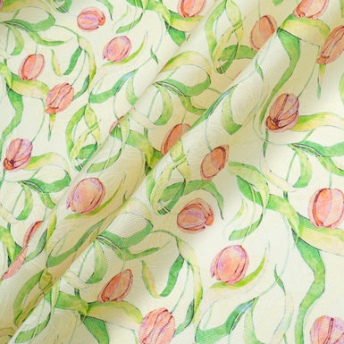 Tulip Printed Pure Silk Double Organza Jacquard