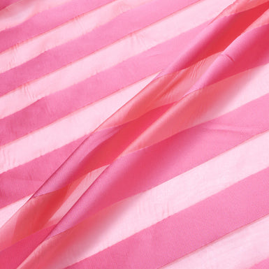 Candy Pink Satin & Organza Wide Striped