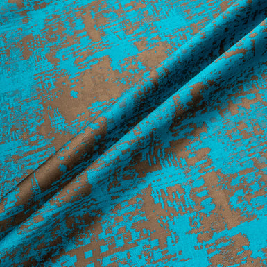 Brown & Turquoise Abstract Brocade