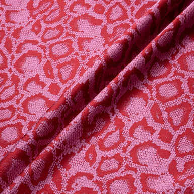 Red & Pink Snake Print Brocade