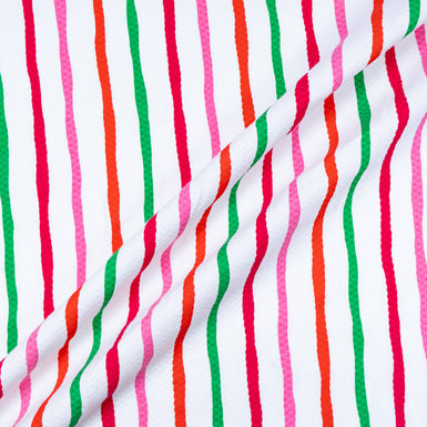 Multi-Coloured Striped Cotton Piqué
