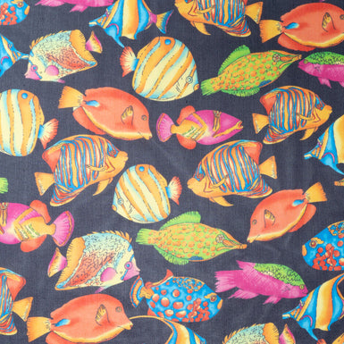 Multi-Coloured Fish Printed Silk Georgette