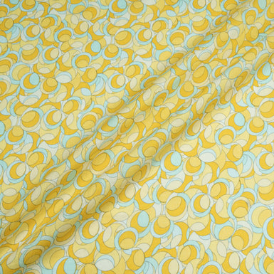 Yellow 'Circle' Printed Pure Handkerchief Linen
