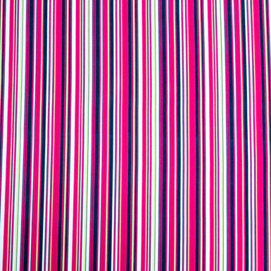 Pink, Black & White Stripe Printed Pure Silk Twill