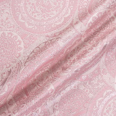 Two-Tone Pink Circle Jacquard Silk Blend Brocade