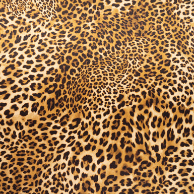 Two-Tone Brown Leopard Printed Pure Silk Satin