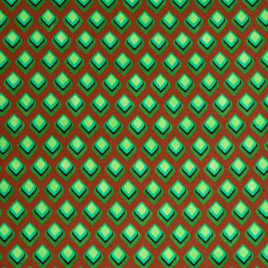 Green Diamond Geo Printed Brown Pure Wool