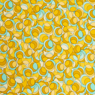 Aqua & Two-Tone Yellow Geometric Printed Pure Wool (A 2.20m Piece)