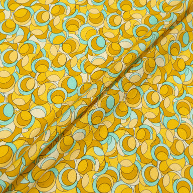 Aqua & Two-Tone Yellow Geometric Printed Pure Wool (A 2.20m Piece)