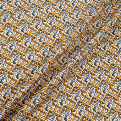 Grey & Brown Geometric Printed Luxury Cotton