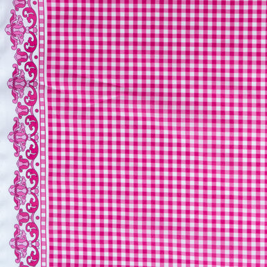 Fuchsia Pink Gingham Printed Luxury Cotton