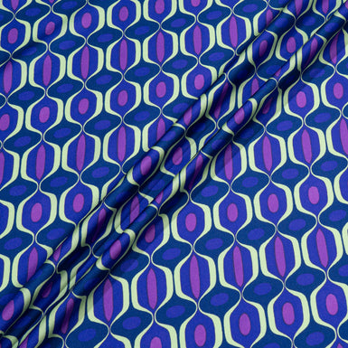 Blue & Purple Geometric Printed Pure Silk Twill (A 1.50m Piece)