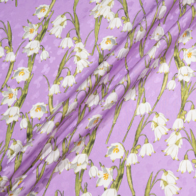 White Snow Drop Printed Lilac Silk Jacquard