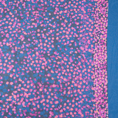 Pink & Blue Spotted Pure Silk Georgette