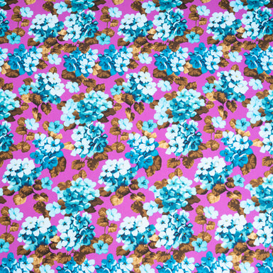 Blue Floral Printed Magenta Pink Pure Cotton