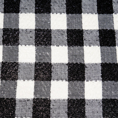 Monochrome Lurex Checkered Silk & Wool Bouclé