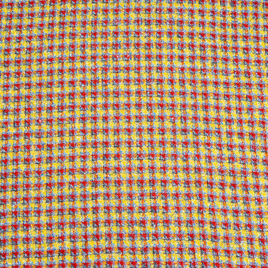 Yellow, Red & Blue Metallic Checkered Bouclé