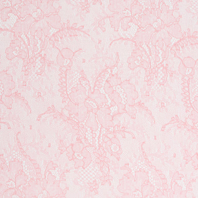 Pink Chantilly Lace Printed Double Silk Organza