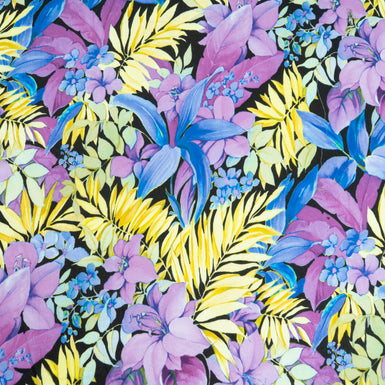 Lilac, Blue & Yellow Floral Printed Luxury Cotton (A 3.50m Piece)