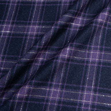 Navy Blue & Lavender Checkered Wool & Cashmere Suiting