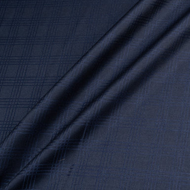 Midnight Blue Super 140's Checkered Pure Wool