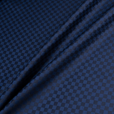 Blue & Black Square Checkered Super 140's Pure Wool