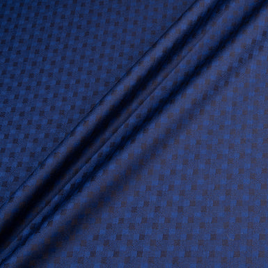 Blue Cubed Jacquard Super 140's Pure Wool