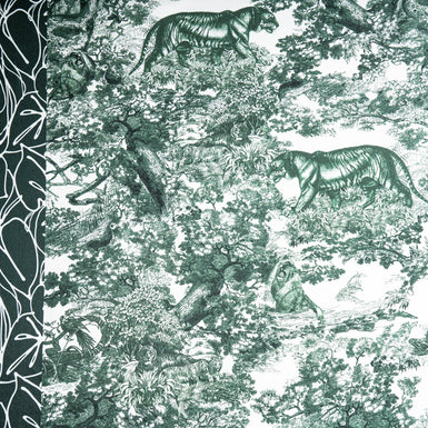 Green Tiger in the Wild Printed Silk Twill