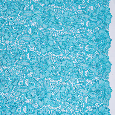 Busy Turquoise Floral Guipure Lace