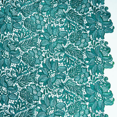 Teal & Green Metallic Floral Guipure Lace