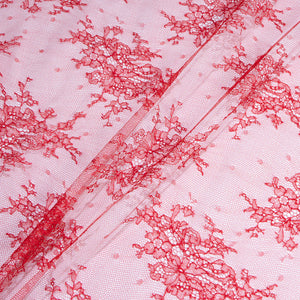 Deep Lipstick Red Floral Chantilly Lace