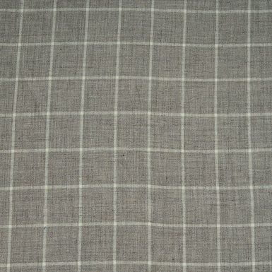 Cream Checkered Taupe Pure Linen