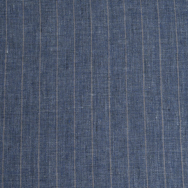 Beige Striped Dark Blue Pure Linen (A 2.20m Piece)