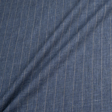 Beige Striped Dark Blue Pure Linen (A 2.20m Piece)