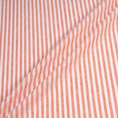 Orange & White Striped Pure Linen
