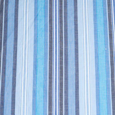 Multi Striped Blue Linen & Cotton Shirting