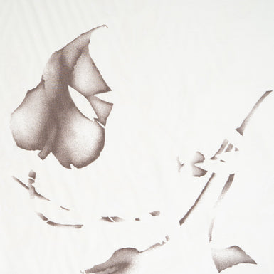 Taupe Floral Printed Ivory Pre Silk Crêpe