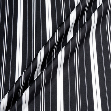 Monochrome 'Barcode' Striped Printed Silk Twill