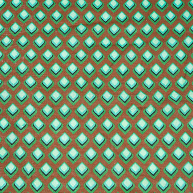 Green Geo Printed Rich Brown Pure Linen (A 2.15m Piece)